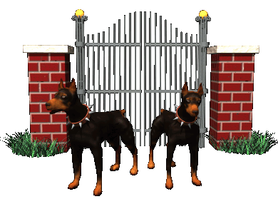 Puerta con perros